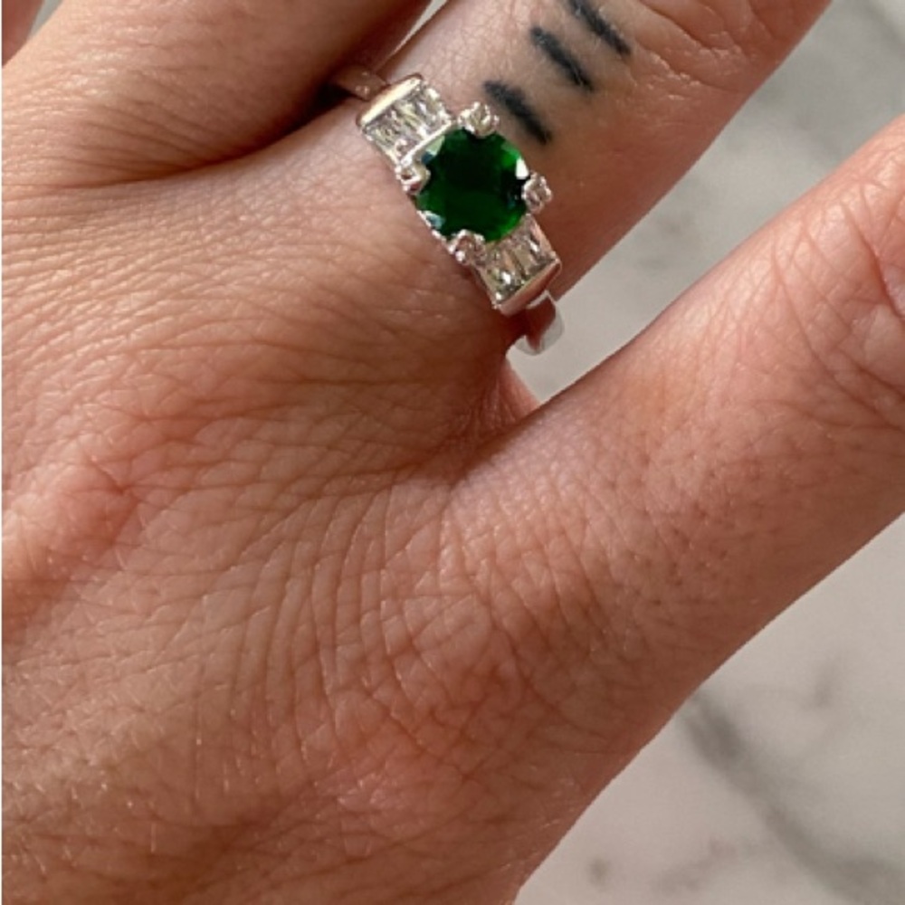 Timeless Green Gemstone Silver Ring